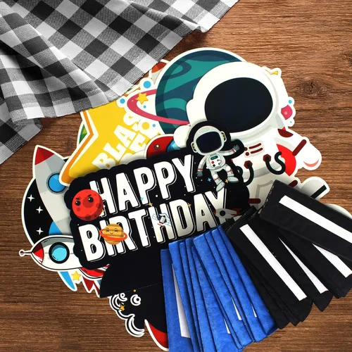Vista 2 de LINGTEER Outer Space - Centro de mesa de cumpleaños con diseño de panal de abeja, 9 piezas con temática de astronauta Solay, decoración de fiesta