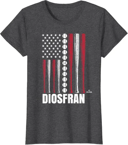Vista 4 de Baseball American Flag Diosfran Cabeza Prospect Baseball Fan T-Shirt