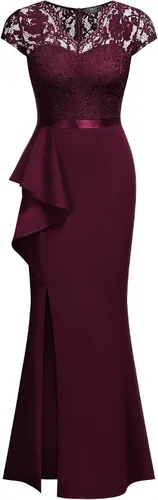 Vista 3 de MISSMAY Vestido largo formal de noche con cuello en V para mujer