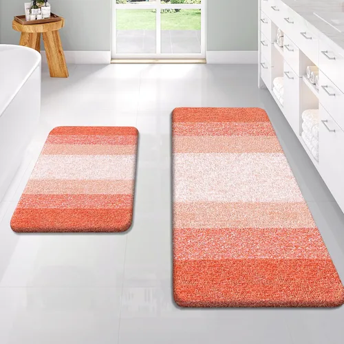 Vista 110 de OLANLY - Juego de tapetes para baño de 2 piezas, de microfibra, suaves y absorbentes, antideslizantes, lavables a máquina y para secadora, felpudos