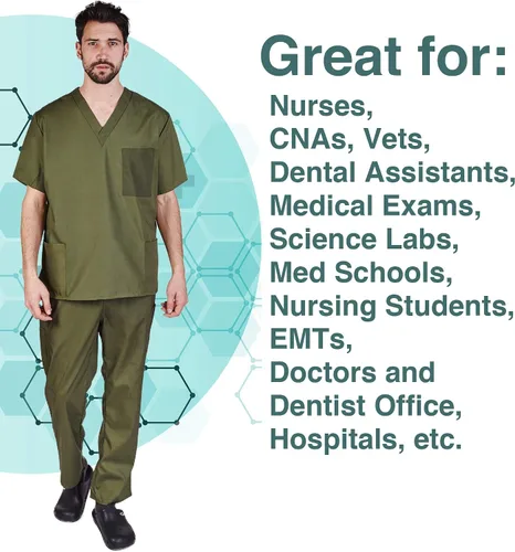 Vista 3 de Natural Uniforms Cómodo ajuste para hombre, uniforme de trabajo, 8 bolsillos