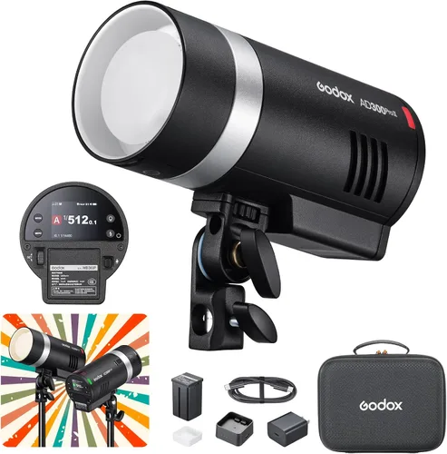 Vista 10 de Godox AD100ProII 100Ws Flash de bolsillo portátil de estudio, compatible con Canon Nikon Sony, batería de 2600mAh 360 destellos 1/8000s HSS TTL