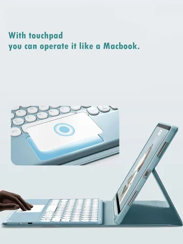 Vista 3 de Funda con teclado para iPad Air2 - Touchpad, magnético, Bluetooth desmontable, funda inteligente delgada para iPad 5ª/6ª generación de 9.7 pulgadas