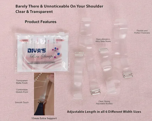 Vista 4 de DIVA'S - Correas transparentes para sujetadores, correas ajustables, clips de talla grande
