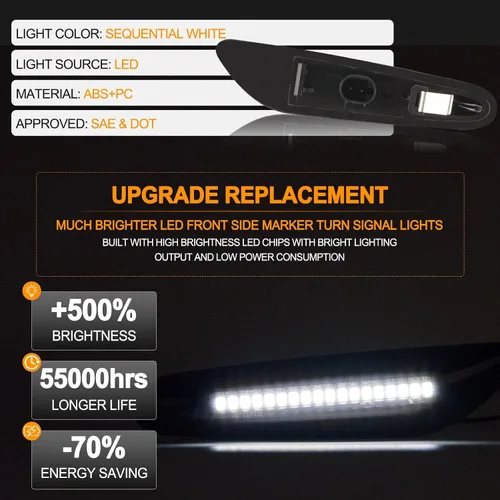 Vista 3 de Gempro Luces LED de señalización lateral blanca secuencial para BMW E84 E81 E82 E87 E88 E90 E91 E92 E93 E46 E53 X3 E83 X1 lente de humo, 2
