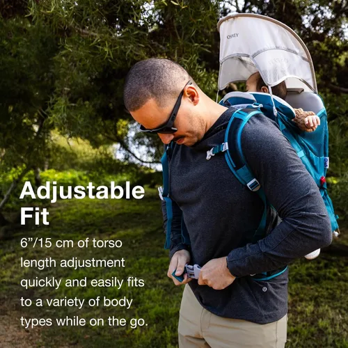 Vista 4 de Osprey Poco SLT Lightweight Child Carrier Backpack - Slimmed-Down Hiking Carrier for Toddlers with Safety Harness, Sunshade, and Ventilated