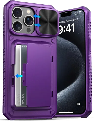 Vista 13 de ATATOO Funda Cartera para iPhone Air, Portador de Tarjetas Integrado (3-5 Tarjetas) [Bloqueo RFID] y Cubierta Deslizante para Cámara, Protección