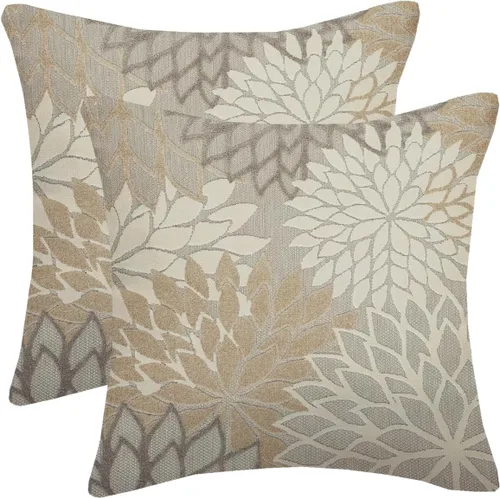 Vista 13 de Fundas de almohada azul marino verde 16x16 pulgadas, juego de 2 fundas de almohada rústicas, almohadas decorativas de aguamarina naranja floral