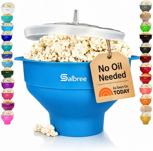 Vista 14 de La máquina original de palomitas de maíz Salbree plegable de silicona para microondas, recipiente microondas con capacidad para 16 tazas, utiliza