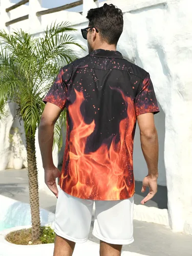 Vista 5 de ALISISTER Camisas con botones para hombre, camisetas hawaianas de manga corta, divertidas camisetas de verano para vacaciones