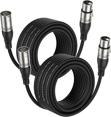 Vista 24 de EBXYA Cable XLR de 2 pies, paquete de 10 unidades, cable de micrófono equilibrado premium con cable XLR de 3 pines macho a hembra, color negro