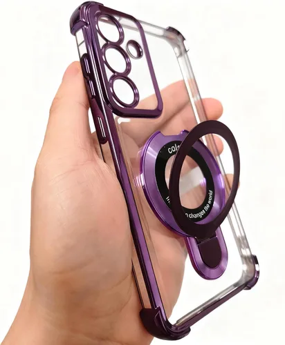 Vista 14 de Funda compatible con Samsung Galaxy S23 Carcasa rígida protectora con soporte de anillo transparente para Samsung S23, color negro