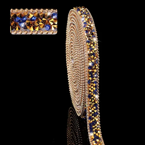 Vista 9 de Hicarer 3 yardas de cintas de diamantes de imitación de resina para boda, cinta autoadhesiva de diamantes de cristal, rollo de cinta de resina