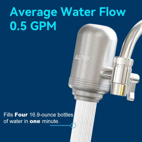Vista 2 de ALTHY Sistema de filtración de agua de acero inoxidable, purificador de filtro de agua de 400 galones sin BPA para grifo de fregadero, certificado