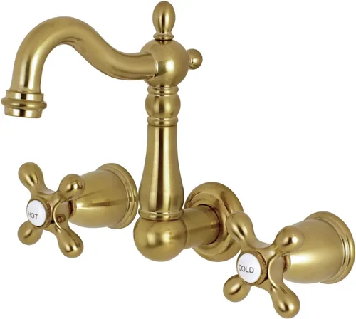 Vista 9 de Kingston Brass KS1223AX - Grifo de baño de montaje en pared central de 8 pulgadas, latón antiguo
