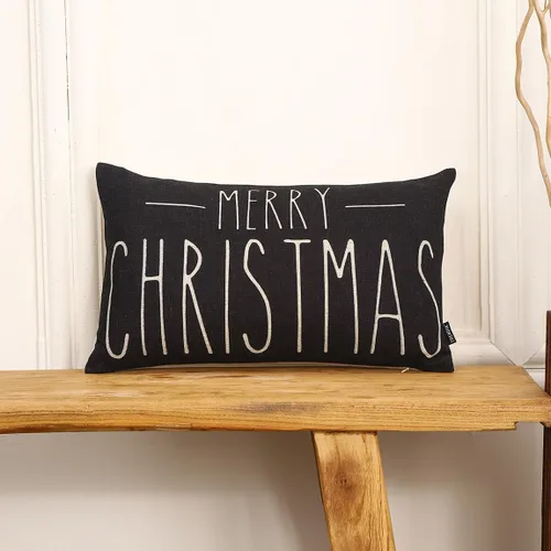 Vista 2 de TRENDIN PL1064TR - Funda de almohada navideña de 12 x 20 pulgadas, decoración de Navidad, de lino, rectangular, decorativa, lumbar, para cintura, 12