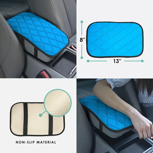 Vista 4 de FH Group Neosupreme Almohadilla para Consola Central con Patrón de Diamante Aqua – Protector de Cubierta de Reposabrazos Resistente al Agua