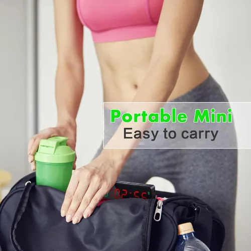 Vista 7 de PELLOR Reloj portátil con temporizador de gimnasio, temporizador de intervalos de entrenamiento con potente imán y llave de acceso directo