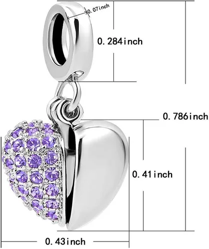Vista 3 de KunBead - Abalorio con forma de corazón con texto en inglés I Love You para pulseras, regalo de cumpleaños para abuela, hermana, mamá, mejor amiga.