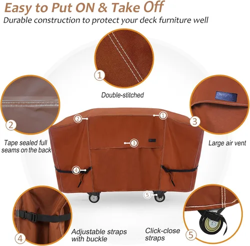 Vista 4 de NettyPro Cubierta para Plancha Blackstone de 28 pulgadas Impermeable Resistente 2 Quemadores Plancha Plana Cubierta para Parrilla de Gas de 28