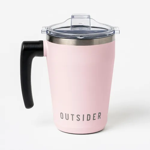 Vista 14 de OUTSIDER The AM - Taza de café aislada al vacío de acero inoxidable de 17 onzas con mango giratorio de 180° y tapa a prueba de derrames con Negro