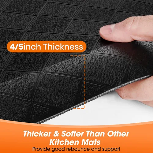 Vista 2 de Tapetes de cocina extra gruesos de 4/5 pulgadas para piso, antideslizantes, antifatiga, tapete de fregadero impermeable resistente a las manchas