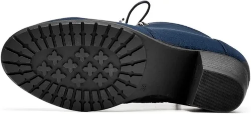 Vista 4 de VJH confort Botines para mujer, con cordones, punta redonda, cómodos, de tacón bajo, con cremallera lateral