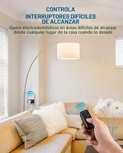 Vista 3 de DEWENWILS Toma de corriente con control remoto para interiores, interruptor de luz remoto inalámbrico para luces de Navidad, interruptor de toma