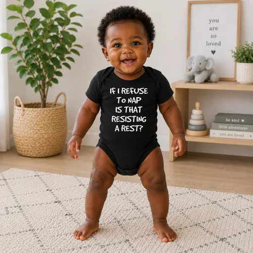 Vista 6 de CBTwear If I Refuse to Nap Is That Resisting Funny Baby Bodysuit Negro