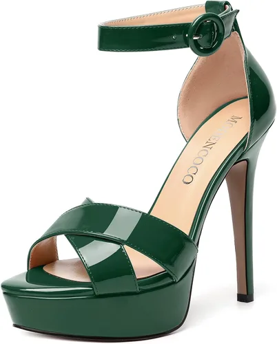 Vista 43 de MODENCOCO Sandalias de boda con correa de tobillo sexy para mujer, con plataforma y puntera abierta, tacón de aguja y tacón alto, zapatos de vestir