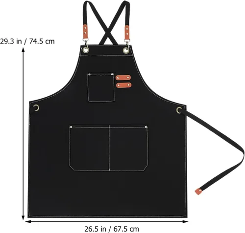 Vista 2 de Delantal de chef con bolsillos para servidores, lavavajillas, trabajo a la parrilla, cocina