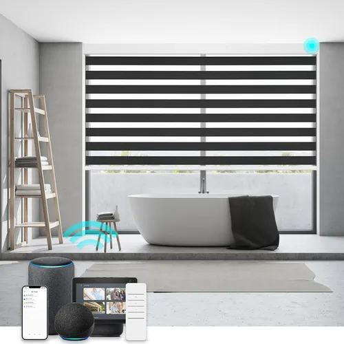 Vista 15 de Persianas de cebra Changshade para ventanas interiores con filtro de luz, persianas de cebra con cordón para puertas corredizas de vidrio