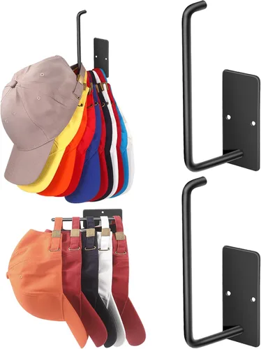 Vista 7 de Percheros para gorras de béisbol, paquete de 2 ganchos adhesivos de acero inoxidable para colgar sombreros para pared, organizador de ganchos