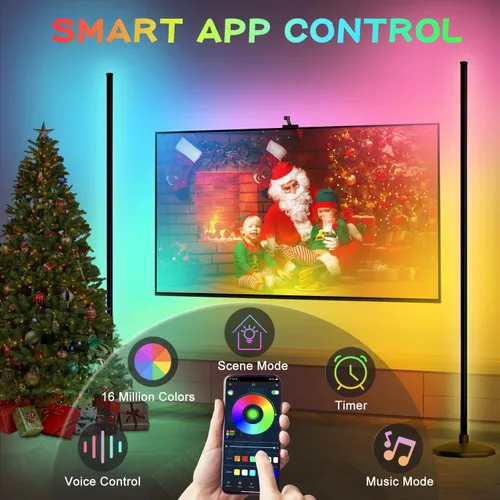 Vista 3 de LanAqua Lámpara de Pie de Esquina, Lámpara de Esquina LED RGB Inteligente, Lámpara de Pie LED que Cambia 16 Millones de Colores con Aplicación