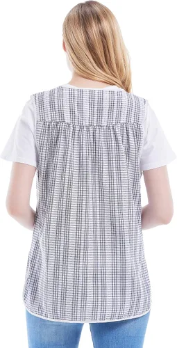 Vista 2 de Nanxson Delantales de Cobber para mujer con bolsillos delantal con botones para cocinar cocina chef CF3152