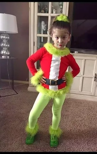 Vista 2 de Disfraz de Navidad para niños pequeños, traje de Navidad de manga larga y pantalones, conjunto de monstruo verde para cosplay