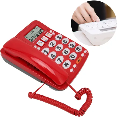 Vista 4 de Ajuste el tono de llamada con cable, teléfono grande pero tonelado para personas mayores, teléfono con cable con identificación de llamadas