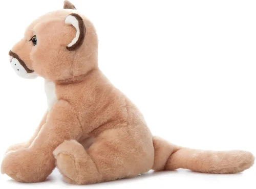 Vista 4 de The Petting Zoo Peluche de león de montaña, regalos para niños, animales salvajes del zoológico Onez, juguete de peluche de león de montaña sentado