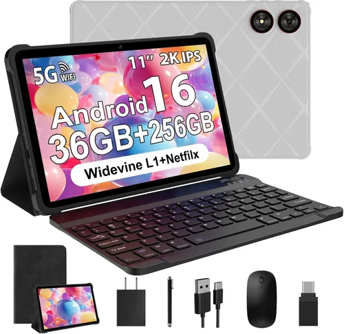 Vista 10 de Tablet Android 16 de 11 pulgadas con Gemini AI, tabletas de pantalla FHD de 2K, 36 GB de RAM 256 GB ROM, Octa-Core T615, 2 en 1 con teclado, 8000