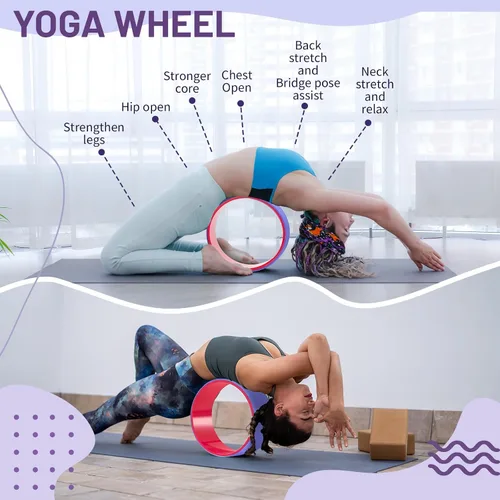 Vista 3 de Simgoing Juego de 3 ruedas de yoga ABS de 660 libras de rodillo de espuma para dolor de espalda y estiramiento de la rueda trasera para masaje