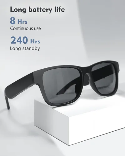 Vista 5 de RUIMEN Lentes inteligentes de audio Bluetooth para hombres y mujeres, lentes de sol inteligentes con altavoces y micrófonos con música de oído