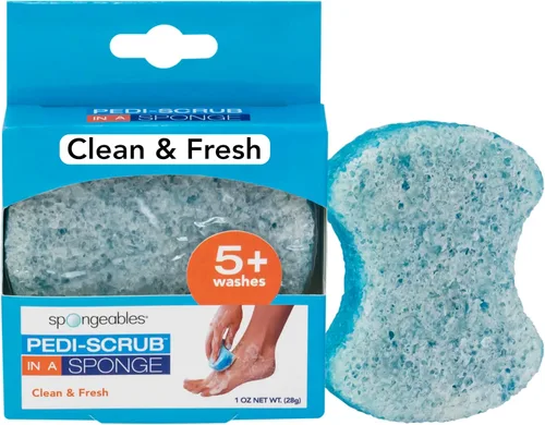 Vista 25 de Spongeables Pedi Scrub Foot Exfoliating 20+ Wash Sponge, aceite de argán, 2