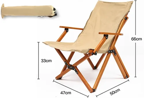 Vista 2 de Customized Canvas Folding Wood Chair – Easy-Fold Portable Outdoor Chair for Beach & Camping