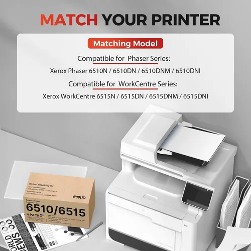 Vista 2 de Phaser 6510 - Tóner compatible con Xerox Phaser 6510, repuesto para impresora Xerox Phaser 6510, funciona con Xerox 6510 Phaser 6510Dni 6510N