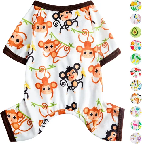 Vista 8 de Pijamas para perros de primavera y verano, ropa para perros pequeños y niñas – Niños – Perros de tamaño mediano, ropa suave y elástica para Verde