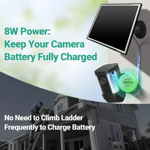 Vista 4 de Paquete de 2 paneles solares para Ring Camera/cámaras Wyze, cargador solar de 8 W compatible con Stick Up Cam Pro/Plus y Spotlight Cam (batería)
