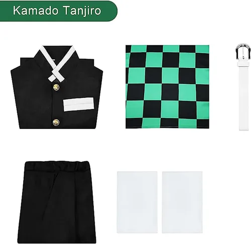 Vista 5 de TSCMRCDC Cosplay Costume Tanjirou Anime Cosplay Costume Outfits Cape Christmas Halloween Uniform for Kids and Adult