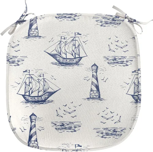 Vista 87 de Lunarable Cojín de asiento para silla de café, siluetas de taza de café expreso con frijoles fuente de cafeína, ilustración de bebidas gourmet
