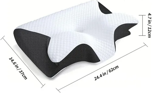 Vista 7 de Almohada ortopédica ergonómica para dolor de cuello y hombros, almohada cervical de espuma viscoelástica para dolor de cuello, color negro, 1 unidad