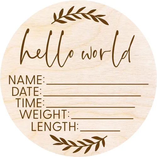 Vista 6 de Letrero Hello World para Recién Nacido - Placa de Anuncio de Nacimiento con Nombre del Bebé para Hospital - Accesorio para Fotos - Decoración Azul
